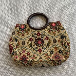 Forever by Fossil Medium Beaded Floral Tapestry Bag